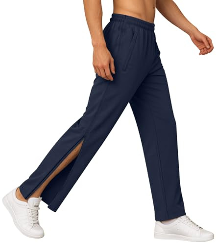 Pantalon Survetement Homme à Ouverture Totale Jogging à Zips Latéraux Pantalon vêtement de Sport Ample et décontracté Ouverture latérale Baggy survêtement Rééducation Sport postopératoire avec Poches