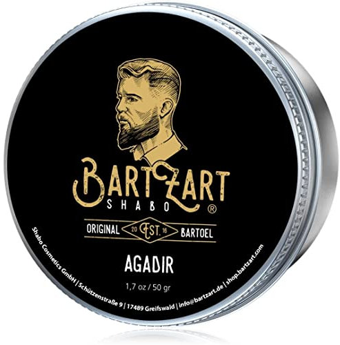 BartZart Agadir Bartwachs mit Moschus Duft I 50g Bartbalsam für Männer I Bart Balsam mit Arganöl für gesundes Wachstum I Bart Wax direkt vom Barbier