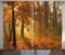 ABAKUHAUS Herbst Rustikaler Gardine, Misty Herbstwald, Schlafzimmer Kräuselband Vorhang mit Schlaufen und Haken, 280 x 245 cm, Orange Braun