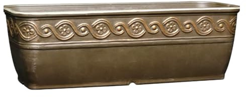 Classic Home and Garden Korinthischer rechteckiger Pflanzkasten mit Ablaufstopfen – kleine Sukkulentententöpfe – Flacher Blumenkasten für drinnen und draußen (25,4 cm Bronze, 1 Stück)