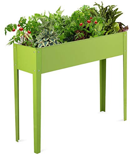 COSTWAY Hochbeet Metall, Pflanzkasten Blumenbeet Gartenbeet Blumenkasten Blumentrog Grün für Obst, Blumen, Gemüse im Freien, Garten, Innenbereich (100 x 30 x 80cm)
