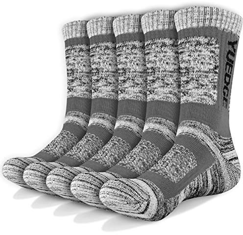 YUEDGE 5 Pares Hombres Senderismo Calcetines para Trekking Camping Ciclismo Tenis, Transpirable, Antideslizante, Anti-ampollas, Alto Rendimiento