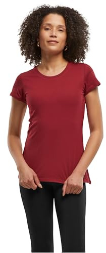 Build Your Brand Damen Basic Tee – Figurbetontes Baumwoll T-Shirt mit Rundhalsausschnitt & kurzen Ärmeln, ideal für Alltag, Freizeit & Veredelung,Cherry,4XL