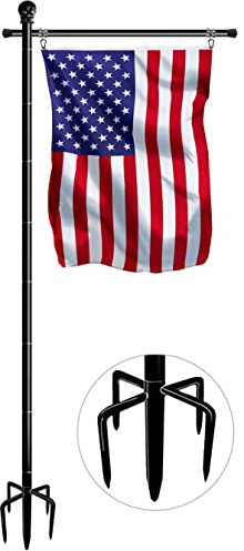 Balie Space Mástil de bandera independiente de 10 pies de alto para bandera estadounidense de 3 x 5 pies, soporte ajustable para poste de bandera de jardín con base de 5 picos para patio al aire