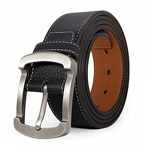 Yahaobelt Mens Belts Leather for Jeans Dress Genuine Leather Tan Belts for Men Size 105cm-165cm Width 1.5 Black (145cm for Waist 50-52,Black 4)