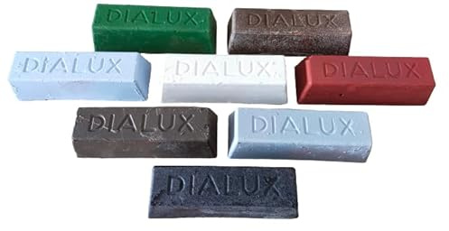 DIALUX Set of 8 Solid Polishing Paste Pads - For Polishing All Metals - Professional Products, Multicolored, 100x30x15mm
