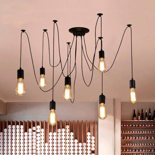 Lrpiyvo Kronleuchter Industrie Pendelleuchte Vintage Retro Spinne Lampe Hängend Deckenleuchte Hängelampe Pendellampe für Schlafzimmer Wohnzimmer Esszimmer