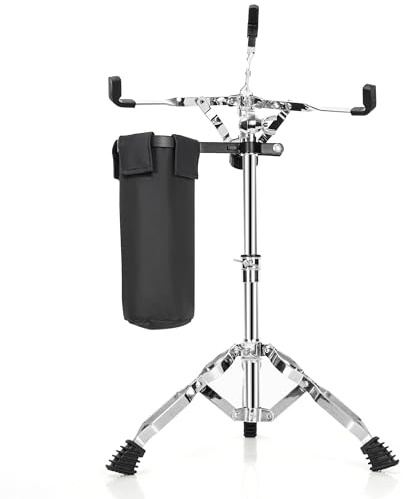 AKOZLIN Snare Drum Stand with Drum Sticks Holder Snare Drum Beginners Double Braced Tripod Snare Stand for 10 to 14 Inch nare Drum Beginners Snare Drum Pad Height Range 16.1-22