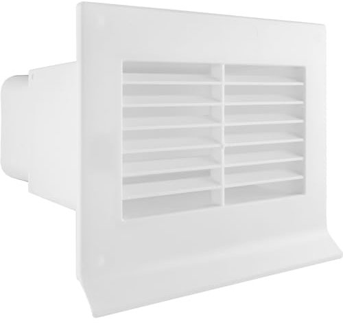 IKM Flachkanal Mauerkasten Endstück mit Rückstauklappe weiß, 73 mm breit, 140 cm hoch, Lüfter, Kühlungskomponente, Ventilationsbauteil für Server, Netzwerkgeräte, Elektronikgeräte