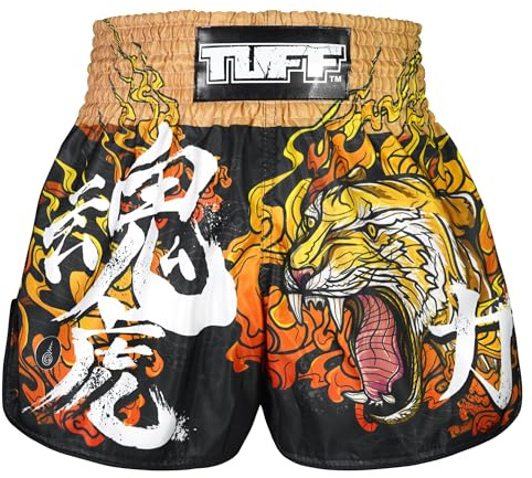 Tuff Sport Muay Thai Boxing Shorts Retro Styles Classic Slim Cut MMA Kickboxing Workout Set, XXL