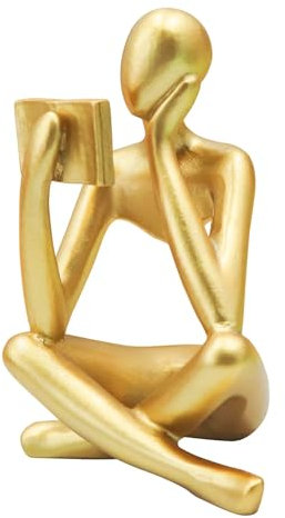 Statua Donna che Legge in Oro, Scultura Pensatore, Decorazione Arte Astratta, Figura Estetica Moderna per Decorazione Casa, Soggiorno, Camera da Letto, Ufficio, Scaffale, Scrivania
