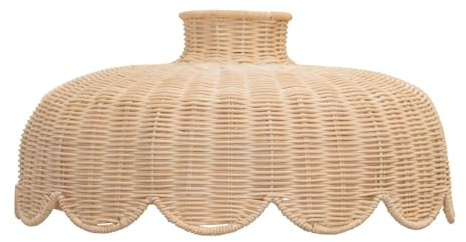 ValueLights | Rattan Wicker Scallop Lampshade Easy Fit Ceiling Light Shade for Bedroom Living Room LED Bulb Included | Shades & Home Improvements Essential | 38cm Shade Width