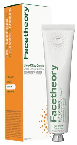facetheory Glow-C Under Daily Eye Cream (Unscented) - Anti-Aging Eye Cream with Vitamin C to Brighten, Firm & Minimise Fine Lines - for part of your Glowing Skin Routine (30 ml)