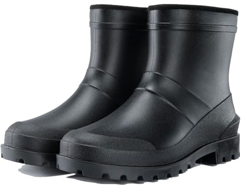 Donbest Botas de Agua Hombre Impermeable Botas de Lluvia Botas de Caucho Wellington Boots Zapatos de Jardin Antideslizante,Black1,EU42