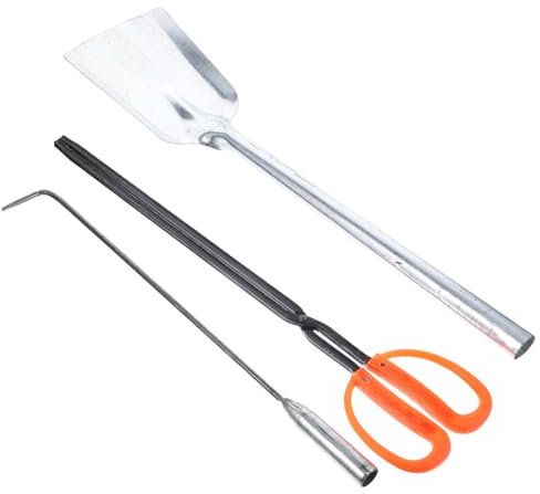 WESIEVYA Juego de Herramientas para 3 Piezas Atizador de Pala de Hierro Gancho Resistente Accesorios para Barbacoa y Estufa de Invierno
