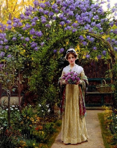 DTAUPREB Paint by Numbers Kits for Beginner Lilacs DIY Canvas Oil Painting with Brushes Acrylic Pigment