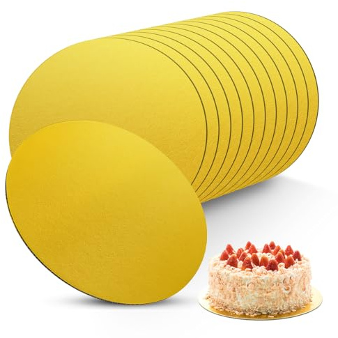 HXC 12 tavole rotonde, 30 cm, in cartone dorato, spessore 3 mm, riutilizzabili, per il trasporto di torte e torte, per compleanni, feste, matrimoni