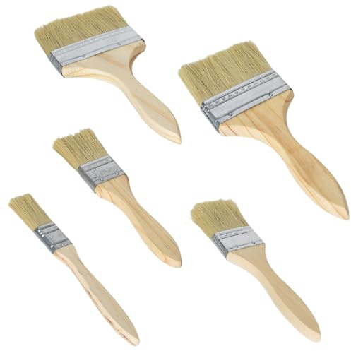 Set di 4 pennelli piatti, set di pennelli da pittore e pennelli per vernice con manico in legno, pennello per vernice in legno, per esterni, pennelli per vernici e vernici, adatti per scherma