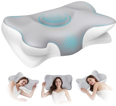 Ecofocet Cuscino Ortopedico,Serenium cuscino cervicale,Cuscino ergonomico cervicale,Cuscino ortopedico cervicale,Cuscino Ortopedico Ergonomico,con Fodera Rimovibile,per il Supporto del Collo (Bianco)