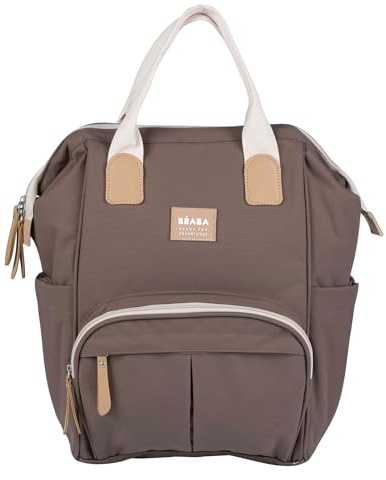 BÉABA, Sac à Dos à Langer pour Bébé, Grande capacité de rangement, Multiples poches isothermes,Tapis à langer inclus, Grande ouverture, Sac Voyage Multifonctionnel, Sac Wellington, Cacao
