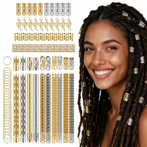 Bijoux de Cheveux en Métal, 260 Pièces Dorées et Argentées avec Boîte | Bijoux de cheveux pour femme, lot de bijoux cheveux en métal, chaque bijou cheveux pour déco coiffure DIY, boîte incluse