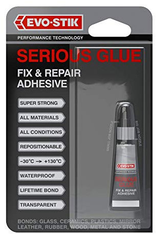 EVO-STIK Serious Glue, High Strength, Waterproof Formula, Non-drip Gel, Colour: Clear, Size: 5g Tube