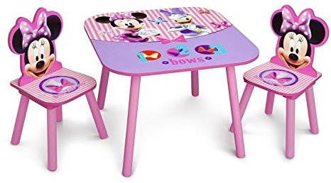 Delta Children - Disney Minnie Mouse Kids Table and Chair Set 3- Piece Set (2 Chairs Included) - Ideal for Arts & Crafts, Snack Time, Homework & More, Pink