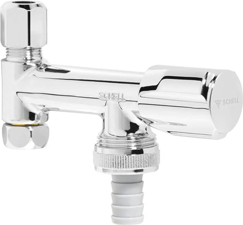 SCHELL 033740699 Geräteventil COMFORT 3/8'' , Ventil für Eckventile, Oberfläche chrom , mit Rückflussverhinderer, Zugfeste Messing-Konus-Quetschverschraubung mit Längenausgleich, Schlauchverschraubung