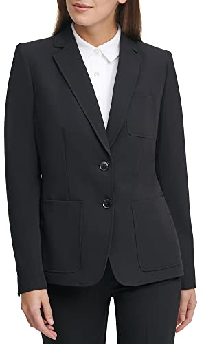 Tommy Hilfiger Women's Work Jacket One Button Blazer Jackets, Black, 4