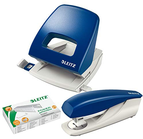 Leitz Heftgerät, 30 Blatt, Blau, Ergonomisches Kunststoffgehäuse, Inkl. Heftklammern, New NeXXt, 55000035 (blau | set))