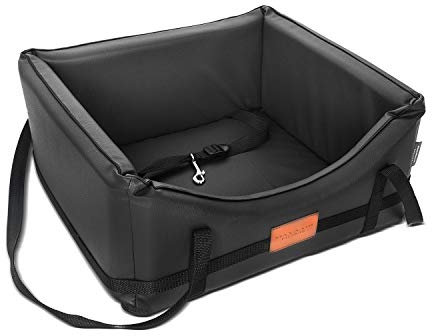 Mayaadi-Home Hundeautositz Kunstleder Hundesitz Hundebett Autokörbchen Autositz Hundesitz Hundedecke Hundekorb Transportbox Pako für Rückbank Vordersitz Schwarz M (50 x 45 cm)