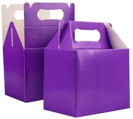 30Pcs Purple Party Food Lunch Boxes Takeaway Containers 14x12x10 cm - Meal Treat, Candy, Cookie, Toys, Cake Packing for Kids Birthday, Wedding, Catering Events, Picnics Party Bags
