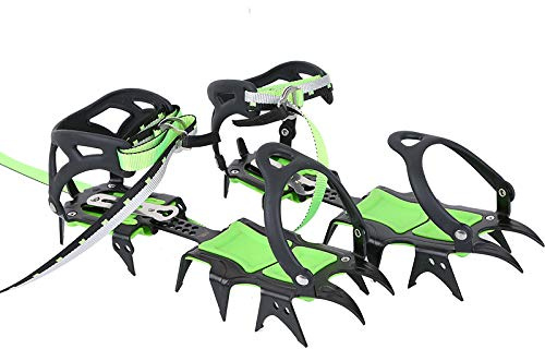 HUAYE BRS 14 Teeth Ice Crampons Snow Skid Spikes Winter Snow Boots Shoe Cover Clips with a Carabiner for Outdoor Hiking and Climbing (4)