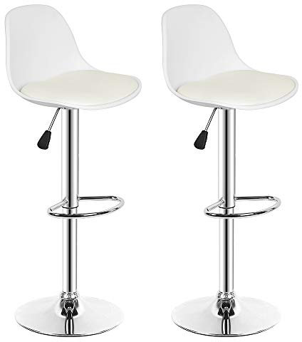 kechao Barhocker 2er-Set, 360° Drehbar und Höhenverstellbar, Barhocker Barstuhl aus Weißem PU-Leder (2, quadratisch, modern)