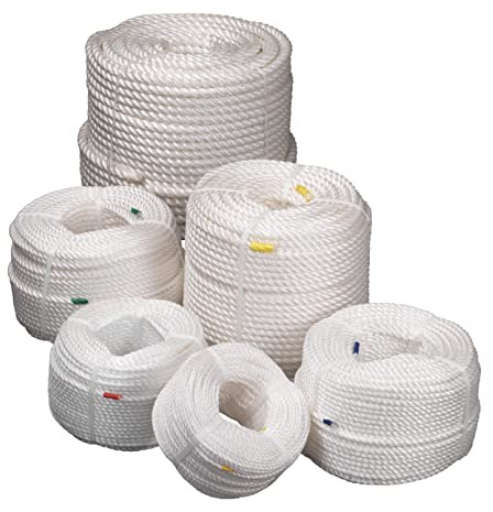 Direct Manufacturing White Polypropylene Rope Coil (6mm - 24mm) Strong, Hard Wearing Multi-Purpose Rope for Trade, DIY, Gardening and Construction. (8mm 220m)