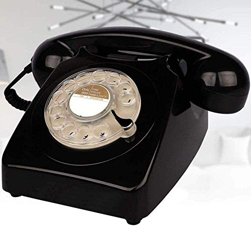 QHYXT telefon hem telefon roterande urtavla telefon/retro stil telefon/vintage telefon/klassisk skrivbordstelefon med roterande uppringare telefon för hem kök hotell (C)