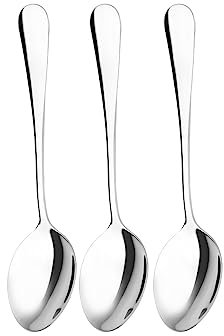 Qinglele Acciaio inossidabile 304 cucchiai, cucchiaio da zuppa, cucchiaio da cena, cucchiaio da tavola, 17 cm (6,7), set da 3 pezzi