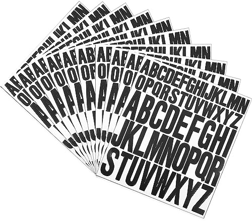 GENSMILE Klistermärken med stora bokstäver, svarta alfabetsklistermärken, 10 ark vinyl, självhäftande, 520 bokstäver, för pyssel, skyltar, affischer, fönster, brevlåda