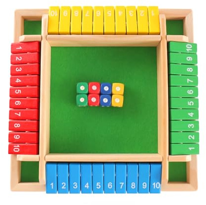 SCBOY Shut The Box Jeux en Bois Jeu de dés Adéquation 2-4 Personnes Jeux de société en Bois Fête de Famille Jeu de Table pour Enfants et Adultes
