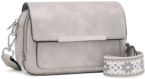 Roulens Damen Handy Umhängetasche, Vegan Leder Crossbody Bag Schultertasche mit Verstellbar Abnehmbar Breiter Gurt