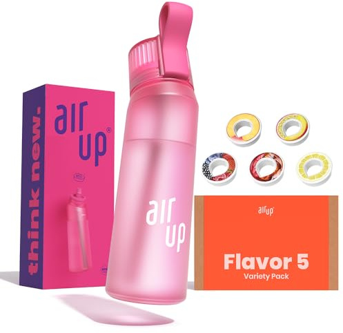 Official Hot Pink + Flavor Fiesta Pods 5X Water Bottle, Straw Included, Flavoured Gym Water Bottle, Sugar Free
