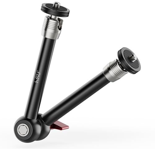 HSU 9.8 Magic Arm with 1/4 Thread Screw, Adjustable Articulating Friction Power Arm with Dual Ball Head for LCD Monitor/LED Lights/Cameras/Smartphones/Action Cameras