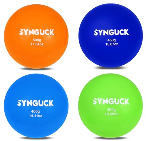 SYNGUCK 4 Pack Plyometric Weighted Balls for Baseball & Softball Training Set (11/14/16/18 oz) Improve Power, Pitching, Hitting - Perfect for Yoga, Fitness, Plyometrics - All Skill Levels