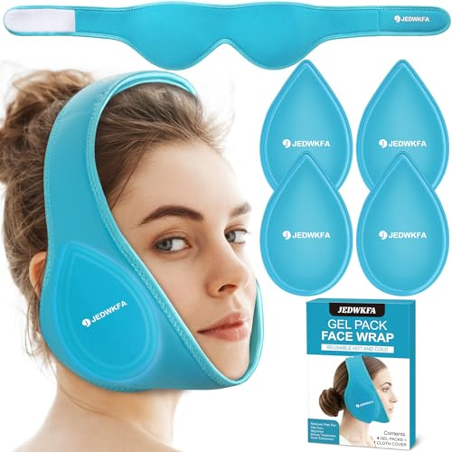 JEDWKFA Bolsa de Hielo para Muelas del Juicio, 4 Bolsas de Gel Reutilizable Frío Calor, Bolsa Gel Frio, Frío/Caliente, para Cara, Barbilla, Cirugía Facial Oral, Azul
