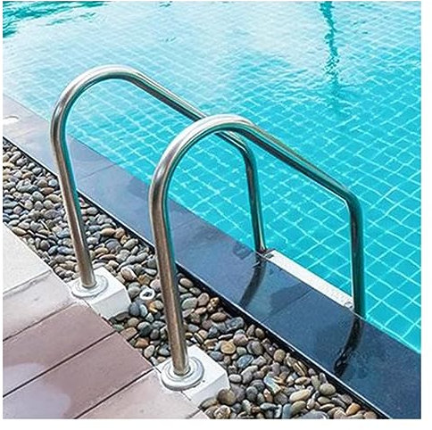 GXXINGIN Escalera de Piscina de Acero Inoxidable Antideslizante, peldaño de 2/3 con pasamanos, Resistente, Color Plateado, Pared de Tubo de 1,2 mm para Mayor Seguridad y Estabilidad.
