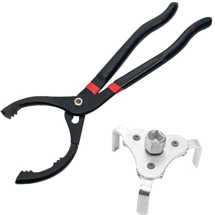 Rakiuty 2-Wege-Entfernungswerkzeug,Ölfilterspinne Set,Universale Ölfilter Schlüssel,Ölfilterschlüssel & Ölfilterzange,Verstellbarer Ölfilterschlüssel mit Rutschfestem Griff,2PC
