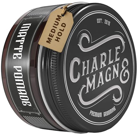 Charlemagne Pommade capillaire mate pour hommes - 100 ml, parfum cuir - Crème coiffante à base d'eau pour hommes - Fabriquée en Allemagne (100 ml (Pack of 1), Medium Hold)