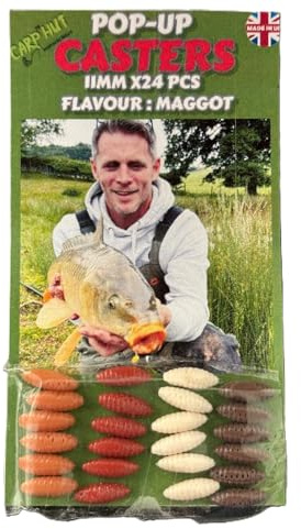 Artificial Pop Up Flavour Infused Maggot Casters for Carp and Coarse Fishing 11mm x24 pcs (Mixed Colours)