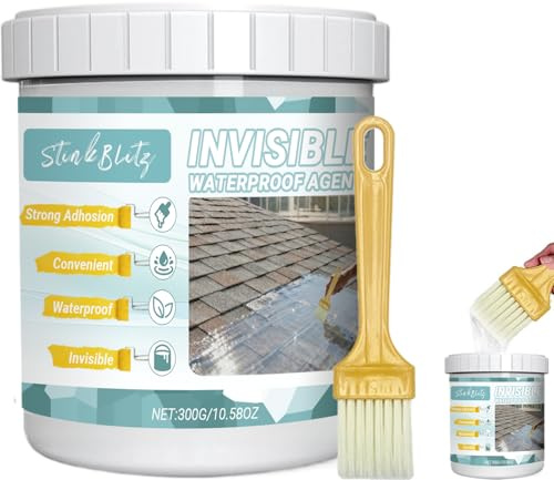 Impermeabilizante Transparente,Sellador Invisible Impermeable,Líquido Revestimientos Impermeables al Agua para azulejos, paredes, baño, Suelos, Tejados, Pegamento Impermeable Transparente 300g