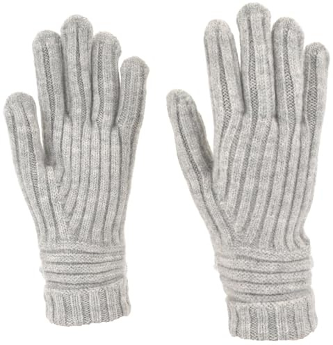 styleBREAKER Stickhandskar för kvinnor med ribbmönster | mjuka enfärgade finstickade handskar | elastiska, bekväma och varma | finns i många färger, LJUSGRÅ, One size
